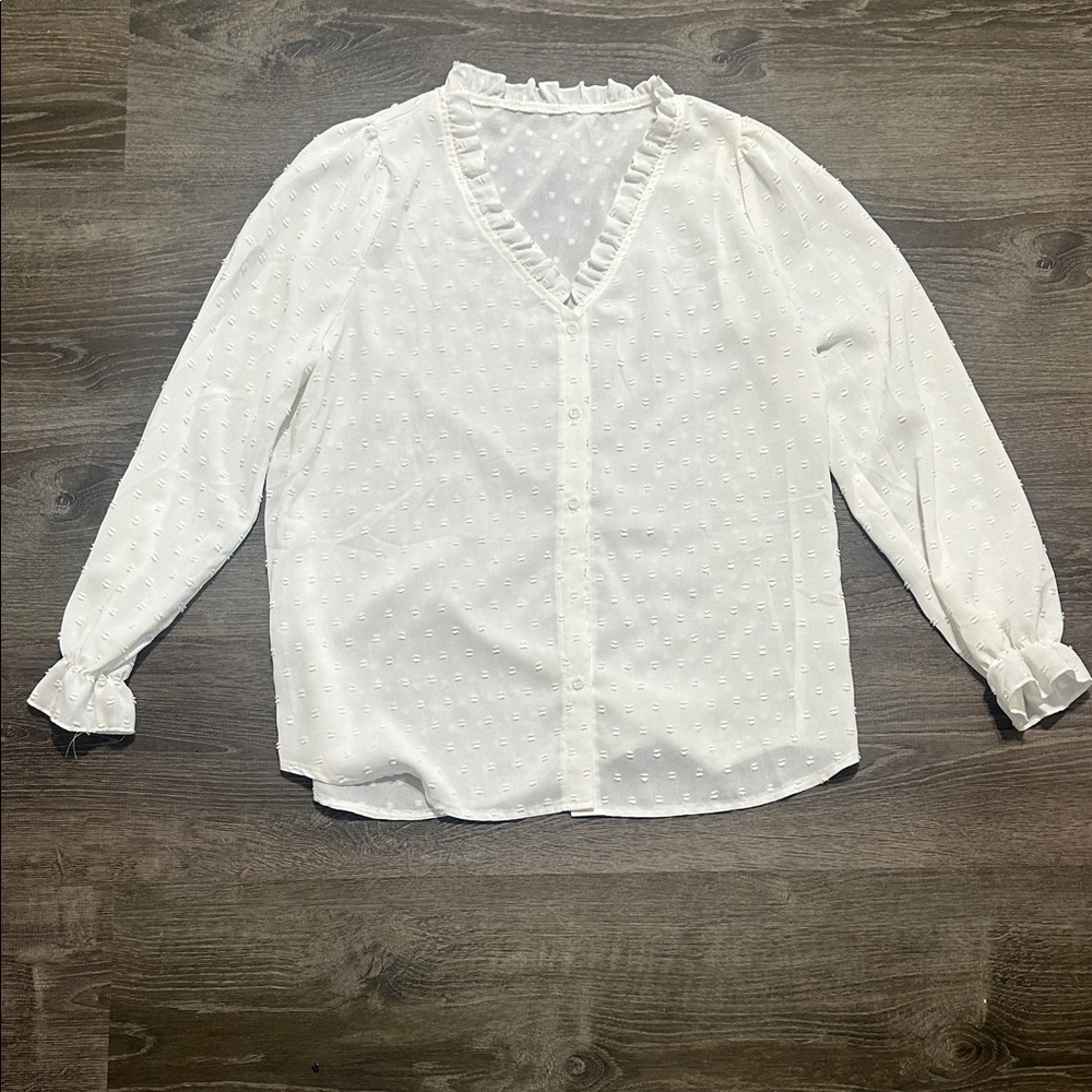 Elegant White Ruffle Blouse